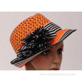 Female Orange Packable Sun Hat / Leisure Hats With 5cm Shor